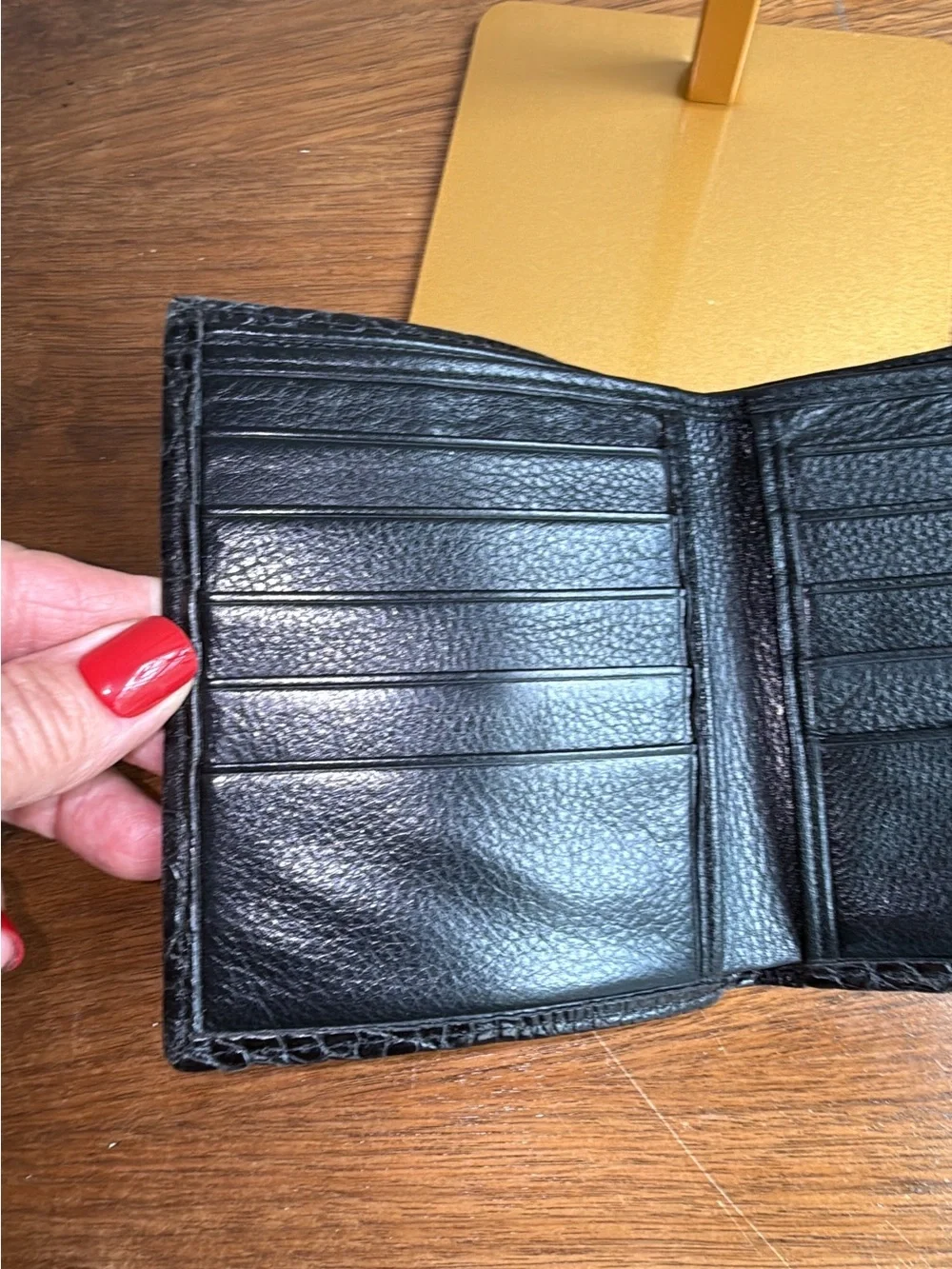 Beautiful vintage Brighton black croc bifold wallet like new !